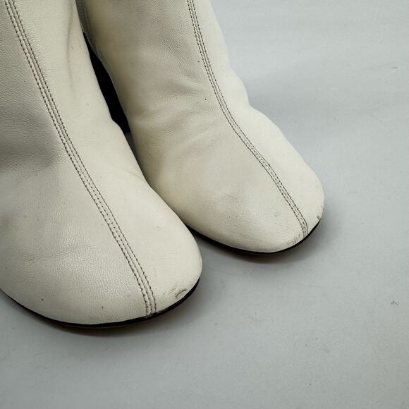 Celine Elliptic Nappa Lambskin Leather Optic White Ankle Boots Phoebe Philo - Picture 10 of 14